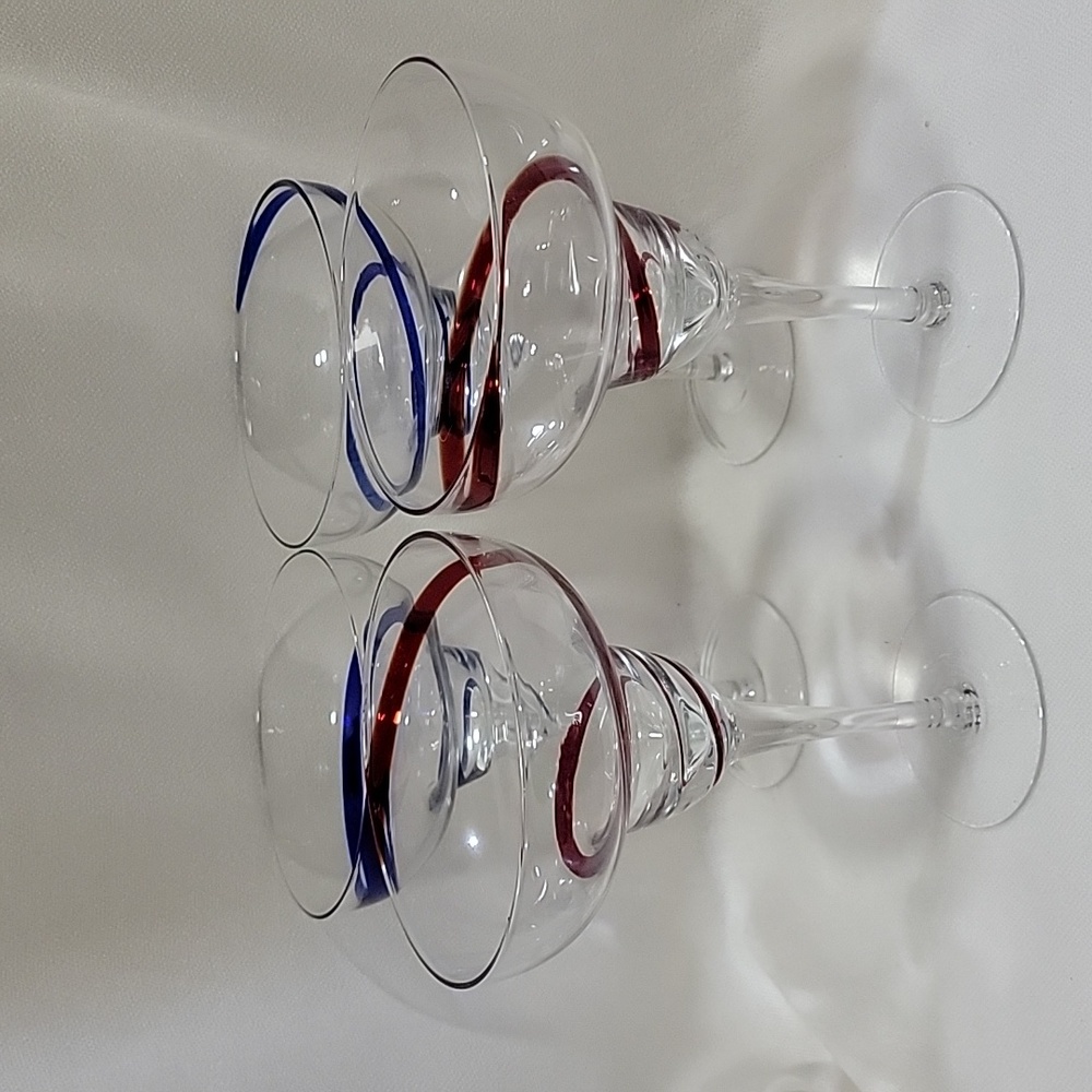 Set Of Four Pier One  Swirline Margarita Glasses